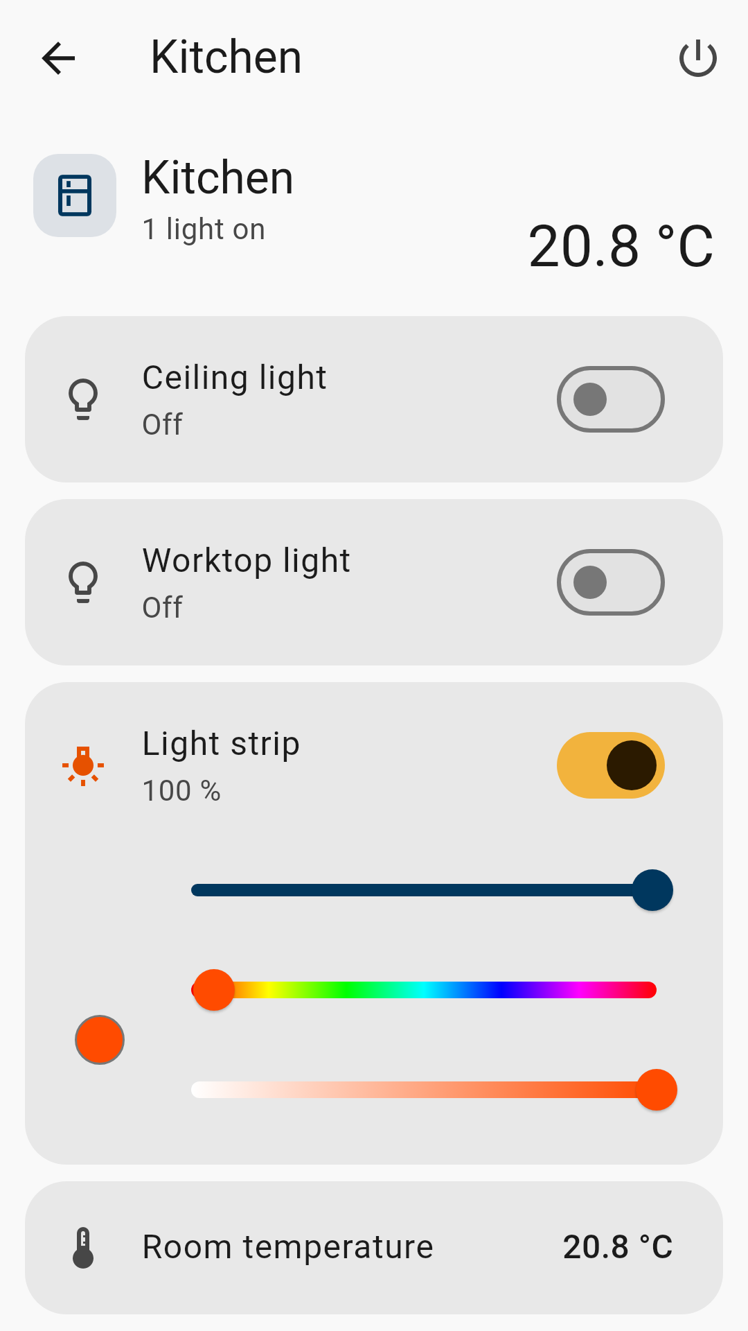 Colour picker for an RGB light
