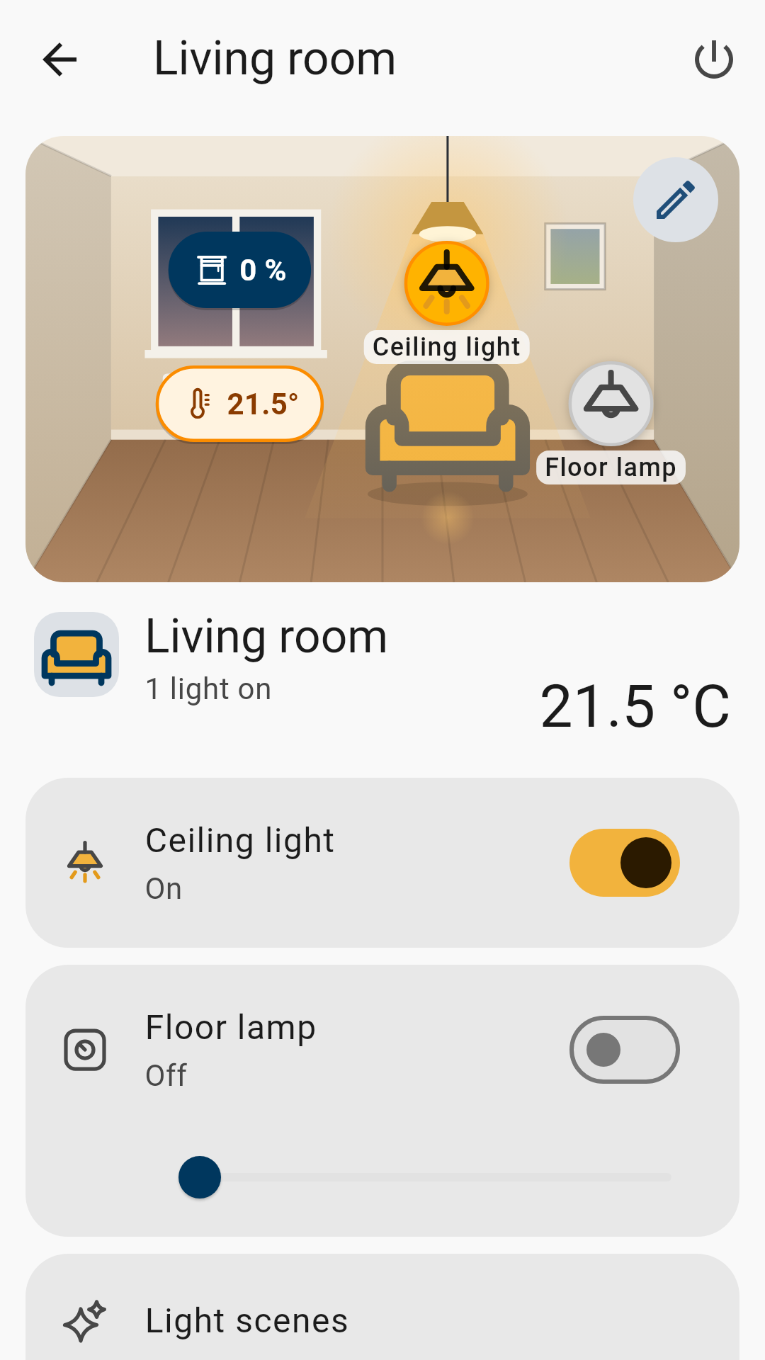 Room picture with functions in the picture